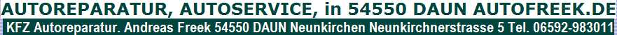 Autoreparatur. Andreas Freek 54550 DAUN Neunkirchen Neunkirchnerstrasse 5 Tel. 06592-983011